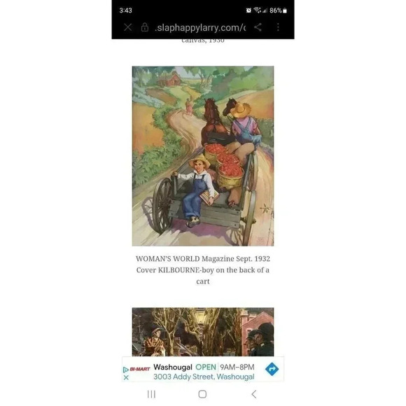 Boy on back‎ of cart art from Womens world magazing 1932 Framed - Picture 5 of 5